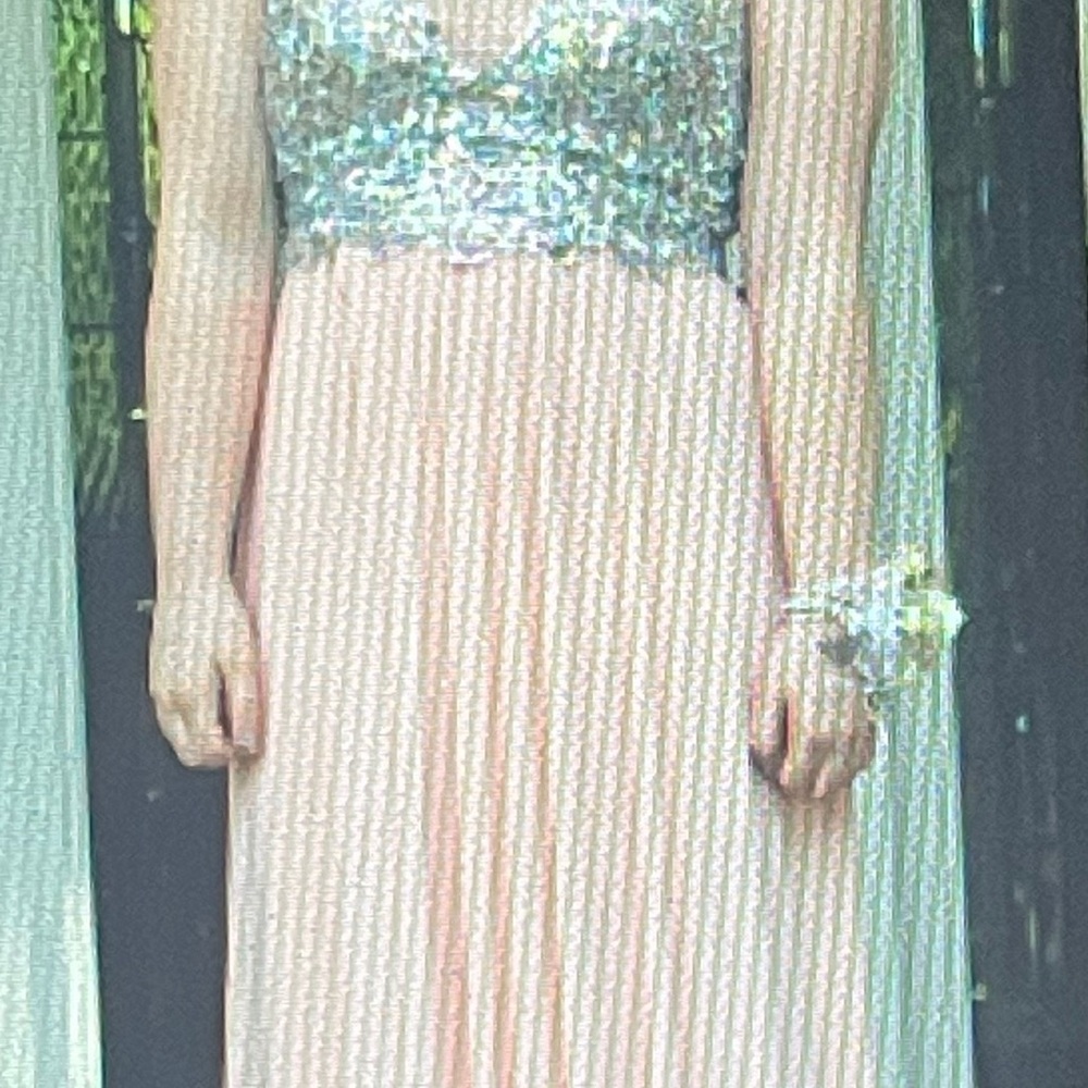 Jovani Silver and Cream Prom Dress